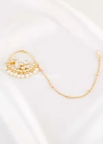 White Gold Plated Kundan Nath- NATH02821