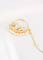 White Gold Plated Kundan Nath- NATH02821 - Image 2