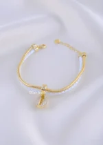 White Luxe Dangle Bracelet (Yellow Gold) BRA002206 - Image 3