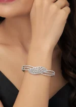 White Silver Plated Diamond Bracelet- BRA002764 - Image 4