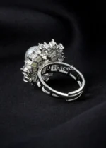 White Silver Plated Diamond, Pearls Ring- RING02739 - Image 3