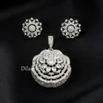 White Silver Plated Diamond Pendant Set- PSET02746