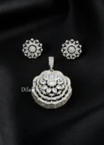 White Silver Plated Diamond Pendant Set- PSET02746