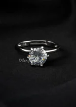 White Silver Plated Diamond Ring- RING02737