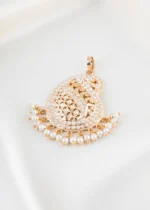 White Stone Filigree Pearl Chandeleir Pendant (Yellow Gold) PSET02477 - Image 2