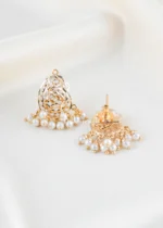 White Stone Filigree Pearl Chandeleir Pendant (Yellow Gold) PSET02477 - Image 3