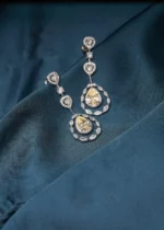 Yellow Saphire Drop Earrings (Silver) EAR000471 - Image 2