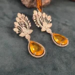 Yellow Sapphire Diamond Danglers (White-Gold) EAR000020