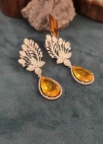 Yellow Sapphire Diamond Danglers (White-Gold) EAR000020