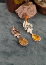 Yellow Sapphire Diamond Danglers (White-Gold) EAR000020 - Image 3