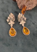 Yellow Sapphire Diamond Danglers (White-Gold) EAR000020 - Image 4