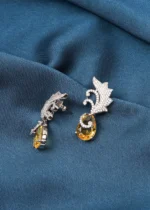 Yellow Sapphire Drop Earrings (Silver) EAR000720 - Image 2