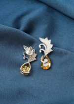 Yellow Sapphire Drop Earrings (Silver) EAR000720 - Image 3