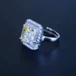 Yellow Sapphire Square Cocktail Ring (Silver) RING01201