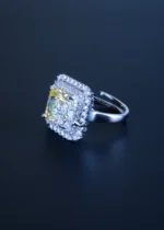 Yellow Sapphire Square Cocktail Ring (Silver) RING01201
