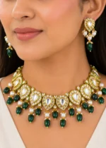 Zareen Emerald Necklace Set (Yellow Gold) NEC002672 - Image 4
