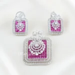 Zareen Square Pendant Set (Silver) PSET02660