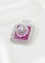 Zareen Square Pendant Set (Silver) PSET02660 - Image 2