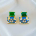 Zehra Earrings Green & Blue (Yellow Gold) EAR001604