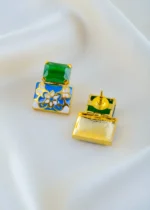 Zehra Earrings Green & Blue (Yellow Gold) EAR001604 - Image 3