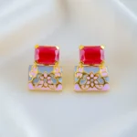 Zehra Earrings Red & Multi (Yellow Gold) EAR001606
