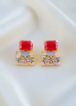 Zehra Earrings Red & Multi (Yellow Gold) EAR001606