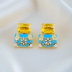 Zehra Earrings Yellow & Blue (Yellow Gold) EAR001607