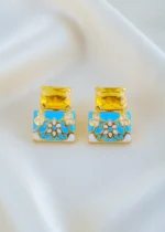 Zehra Earrings Yellow & Blue (Yellow Gold) EAR001607