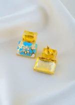 Zehra Earrings Yellow & Blue (Yellow Gold) EAR001607 - Image 3