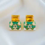 Zehra Earrings Yellow & Green (Yellow Gold) EAR001605