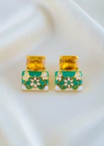 Zehra Earrings Yellow & Green (Yellow Gold) EAR001605