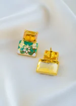Zehra Earrings Yellow & Green (Yellow Gold) EAR001605 - Image 3