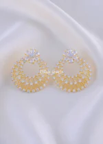Zirconia Flower Web Hoops ( Yellow Gold) EAR002166