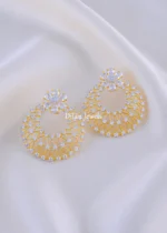 Zirconia Flower Web Hoops ( Yellow Gold) EAR002166 - Image 2