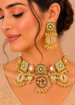 Zoya Floral Royal Necklace Set (Yellow Gold) NEC002716 - Image 4